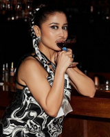 Shweta Tripathi in Radiance Cocktail Ring - Peacock Blue