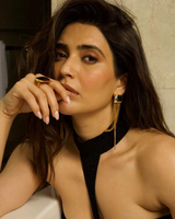 Karishma Tanna in Fusion Tassel Earring - Black and White