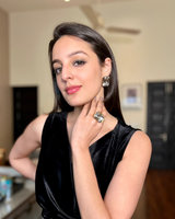 Tarini Manchanda in Radiance Crystal Cocktail Ring - Gold Crust