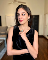 Tarini Manchanda in Radiance Crystal Cocktail Ring - Gold Crust