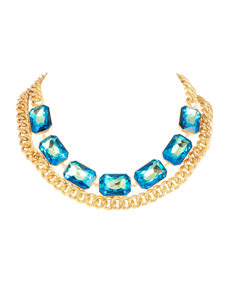 Radiance Cocktail Necklace - Peacock Blue
