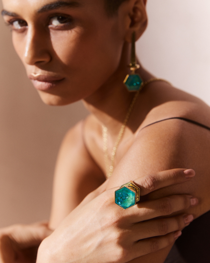 Hexa Crystal Ring -  Ocean Waves