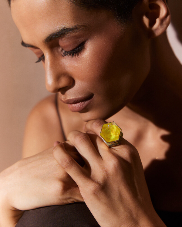 Hexa Crystal Ring -  Sunrise Yellow