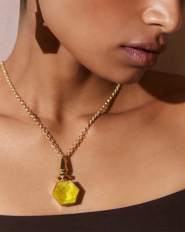 Hexa Crystal Necklace -  Sunrise Yellow