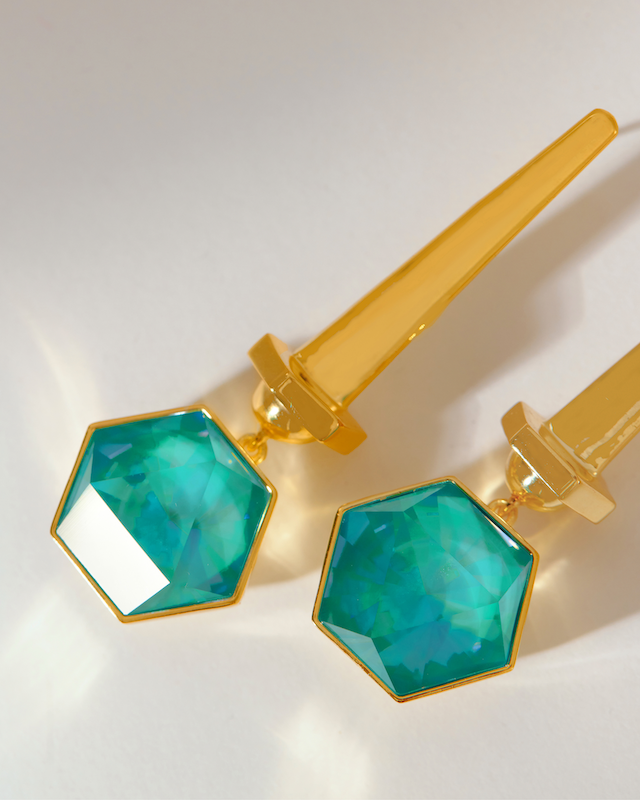Hexa Crystal Earring -  Ocean Waves