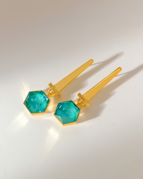 Hexa Crystal Earring -  Ocean Waves