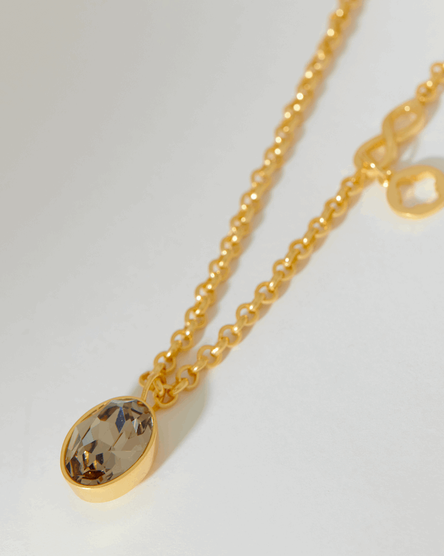 Capella Double crystal Necklace - Sepia