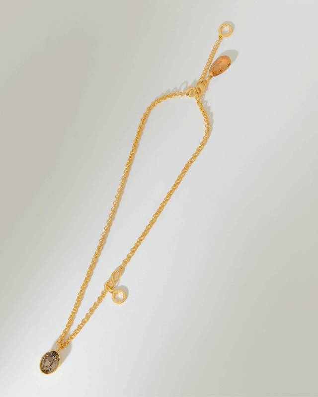 Capella Double crystal Necklace - Sepia