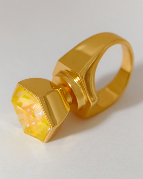 Hexa Crystal Ring -  Sunrise Yellow