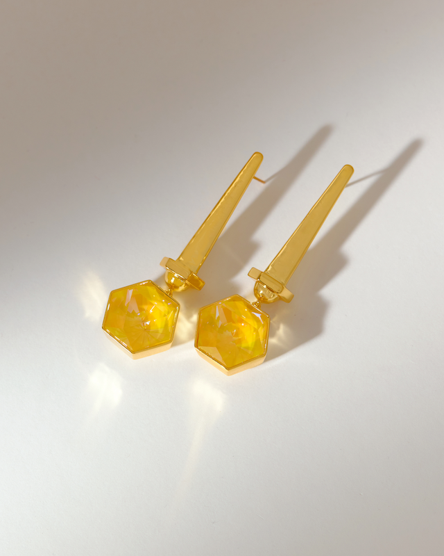 Hexa Crystal Earring -  Orange Dawn