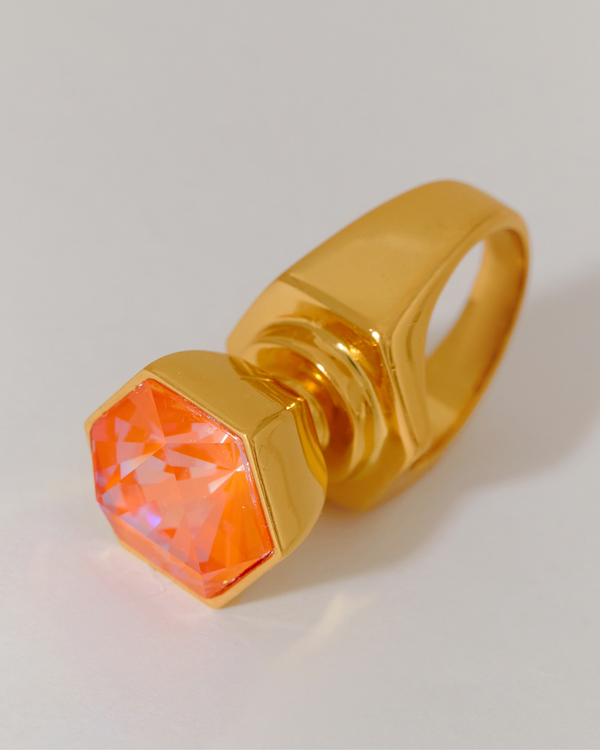 Hexa Crystal Ring -  Orange Dawn