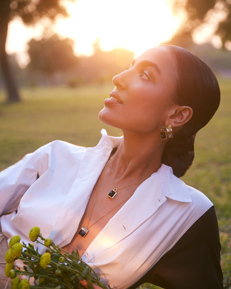 Fusion Crystal Necklace -  Black and White