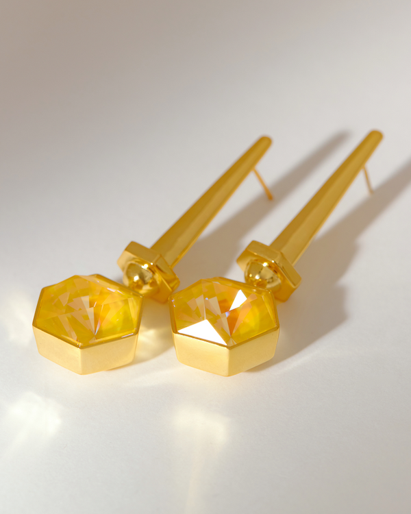 Hexa Crystal Earring -  Sunrise Yellow