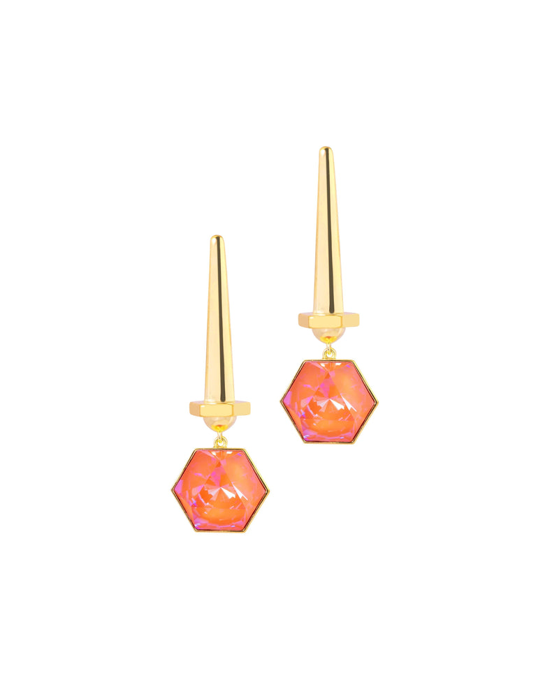 Hexa Crystal Earring -  Sunrise Yellow