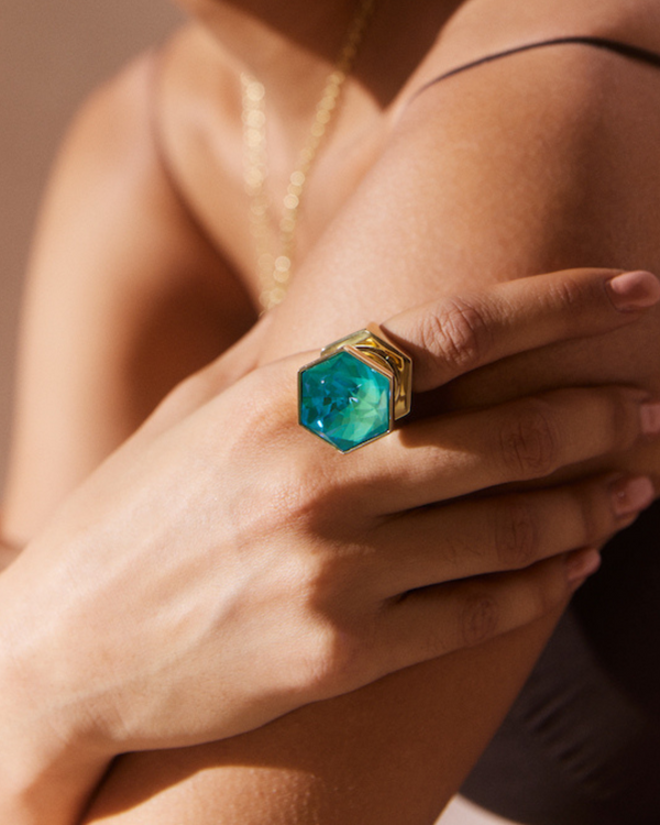 Hexa Crystal Ring -  Ocean Waves