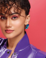 Taapsee Pannu in Radiance Cocktail Earring - Peacock Blue