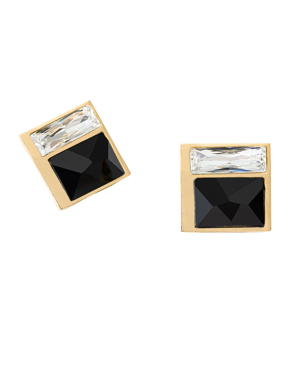 Fusion Crystal Earring - Black and White