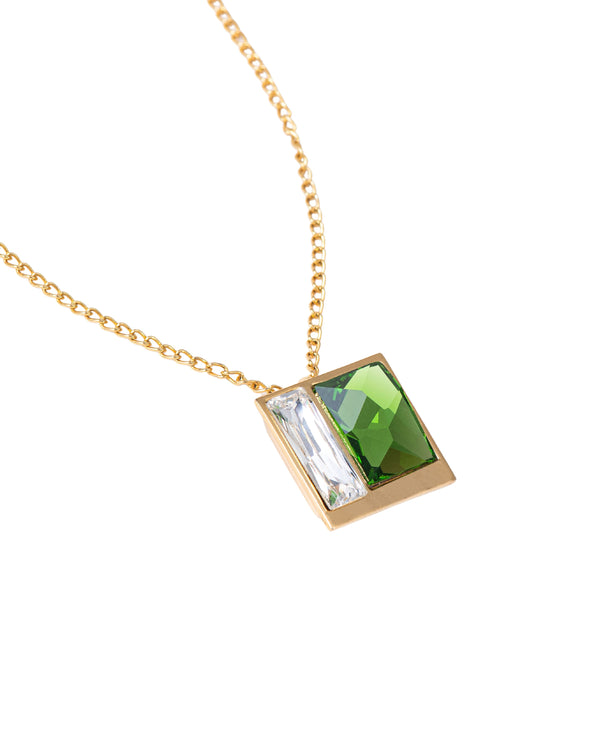 Fusion Crystal Necklace -  Fern & White