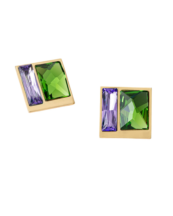 Fusion Crystal Earring - Fern & Lavender