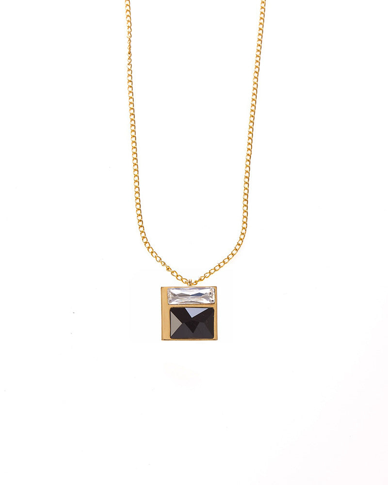 Fusion Crystal Necklace -  Black and White