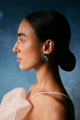 Tejaswini Prakash in Radiance Crystal Cocktail Earring - Peacock Blue